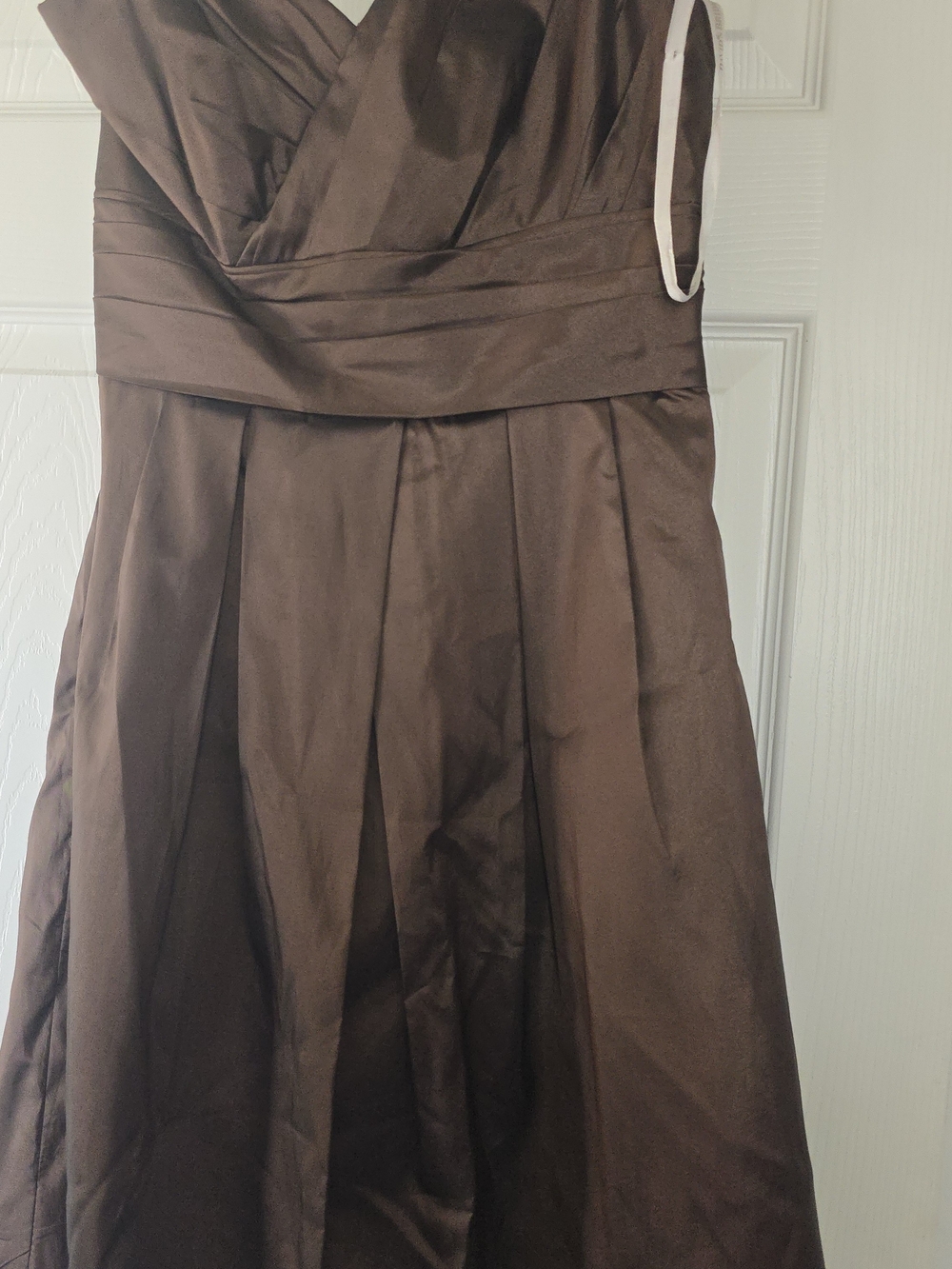 Brown Strapless Satin A-Line Dress - Women